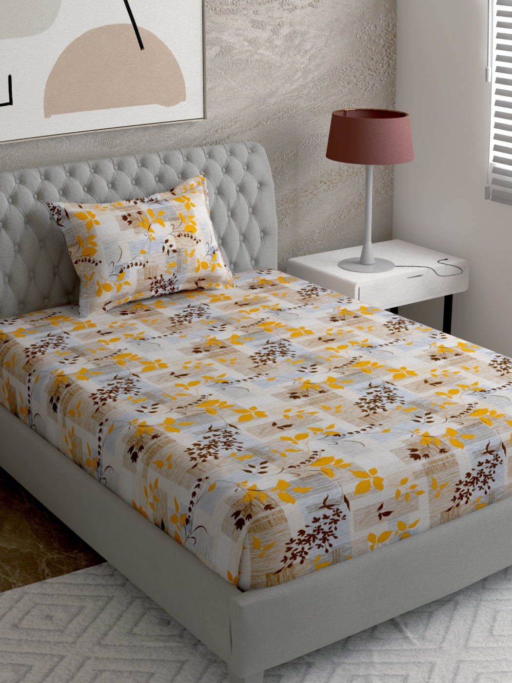 Floral Print 100%Cotton Single Bedsheet Set