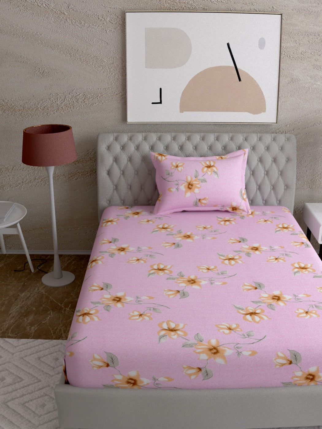 Floral Print 100%Cotton Single Bedsheet Set