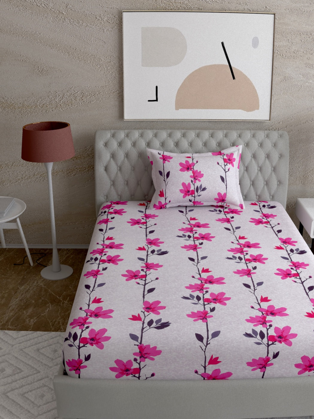 Floral Print 100%Cotton Single Bedsheet Set