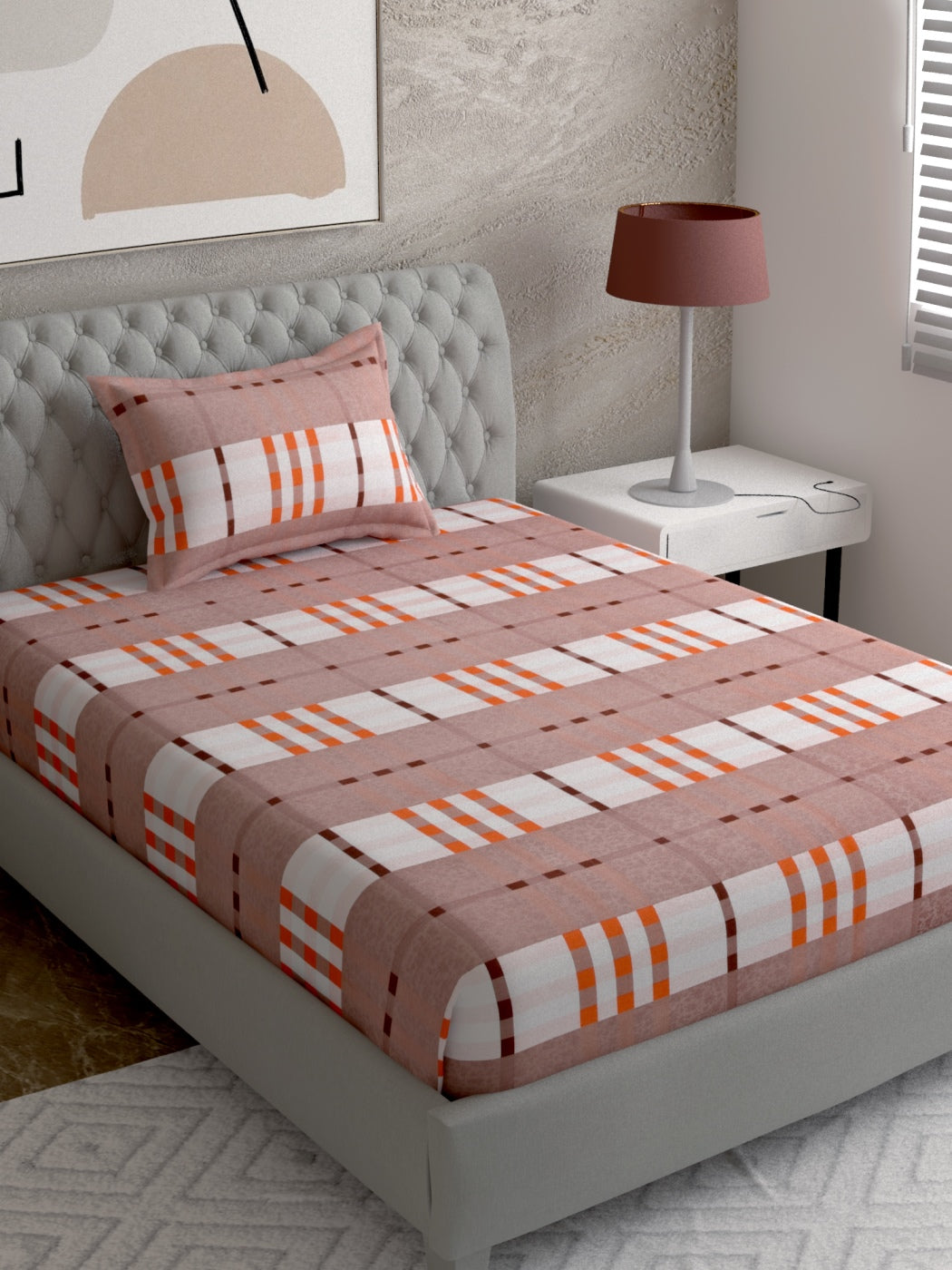 Abstract Print 100%Cotton Single Bedsheet Set