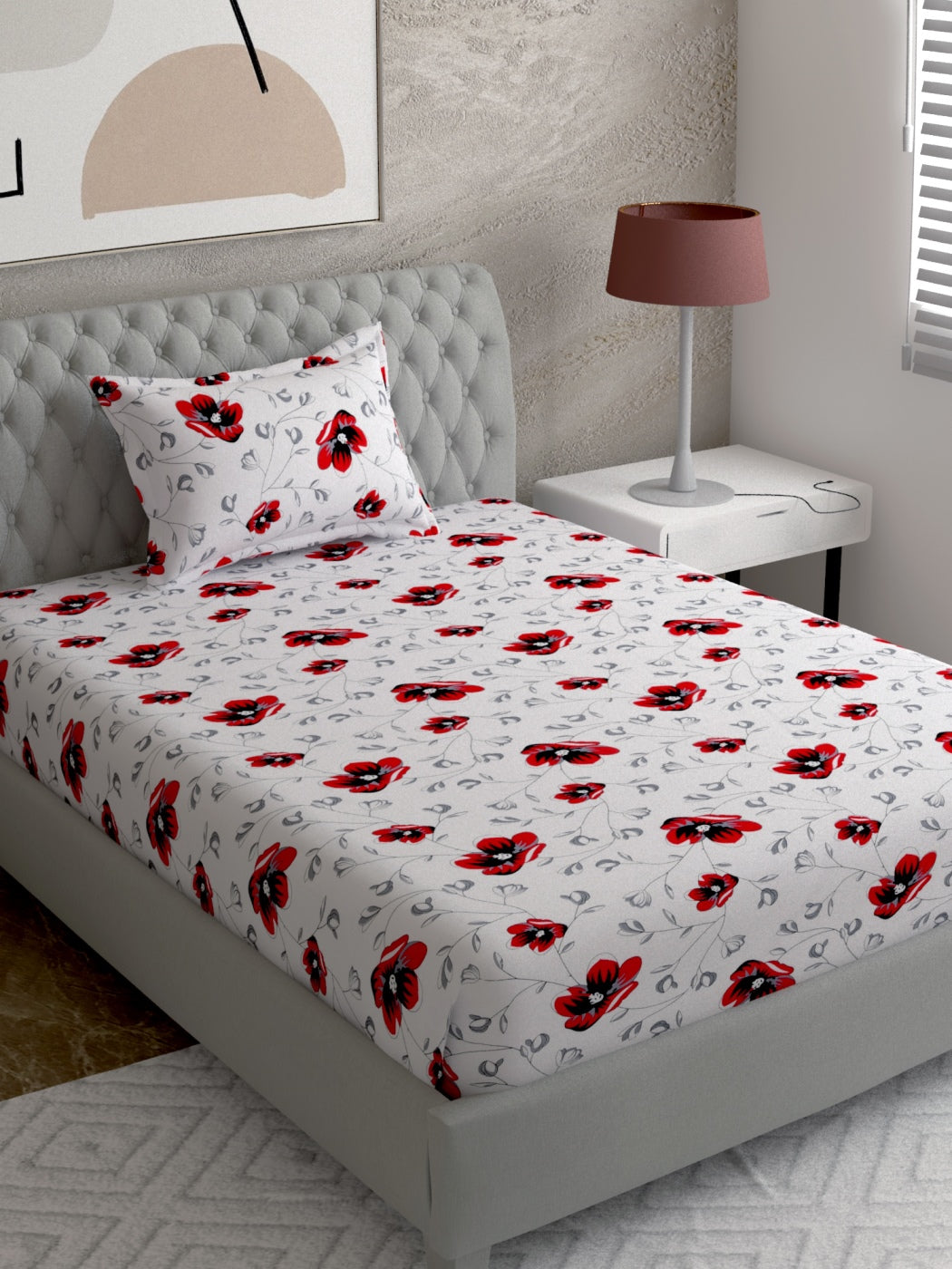 Abstract Print 100%Cotton Single Bedsheet Set