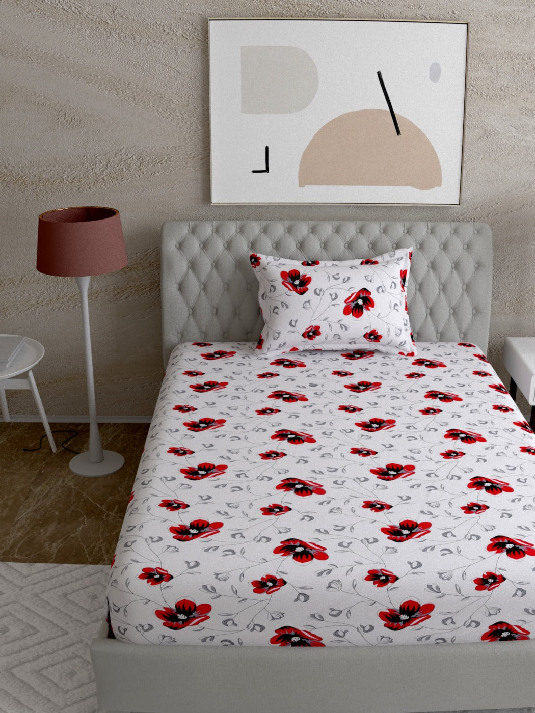 Abstract Print 100%Cotton Single Bedsheet Set