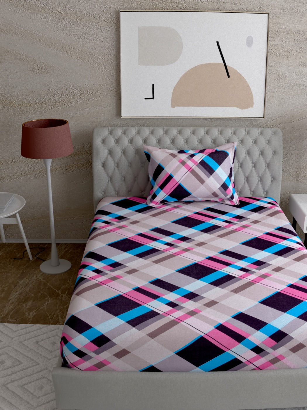 Geometric Print 100%Cotton Single Bedsheet Set