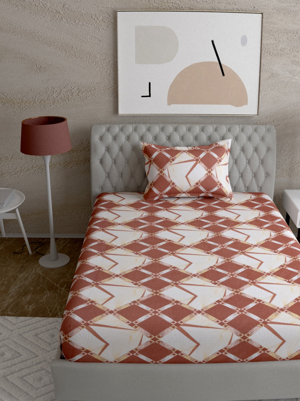 Geometric Print 100%Cotton Single Bedsheet Set