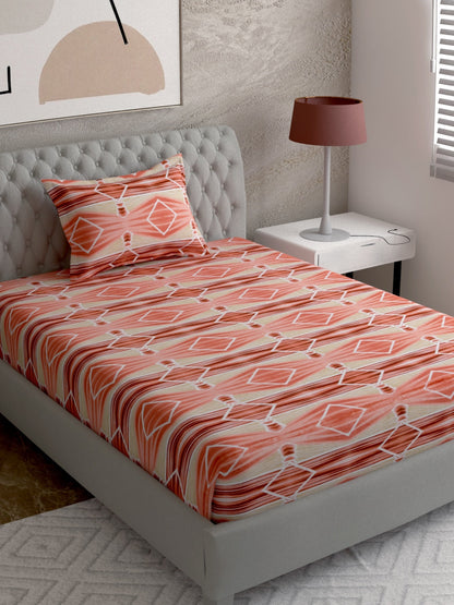 Geometric Print 100%Cotton Single Bedsheet Set
