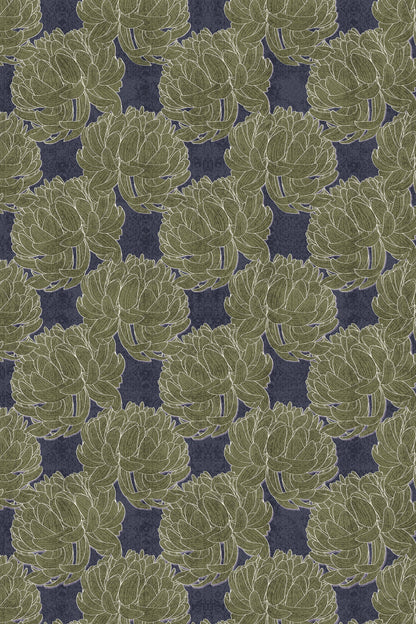 Dark Green Floral Print Table Cover