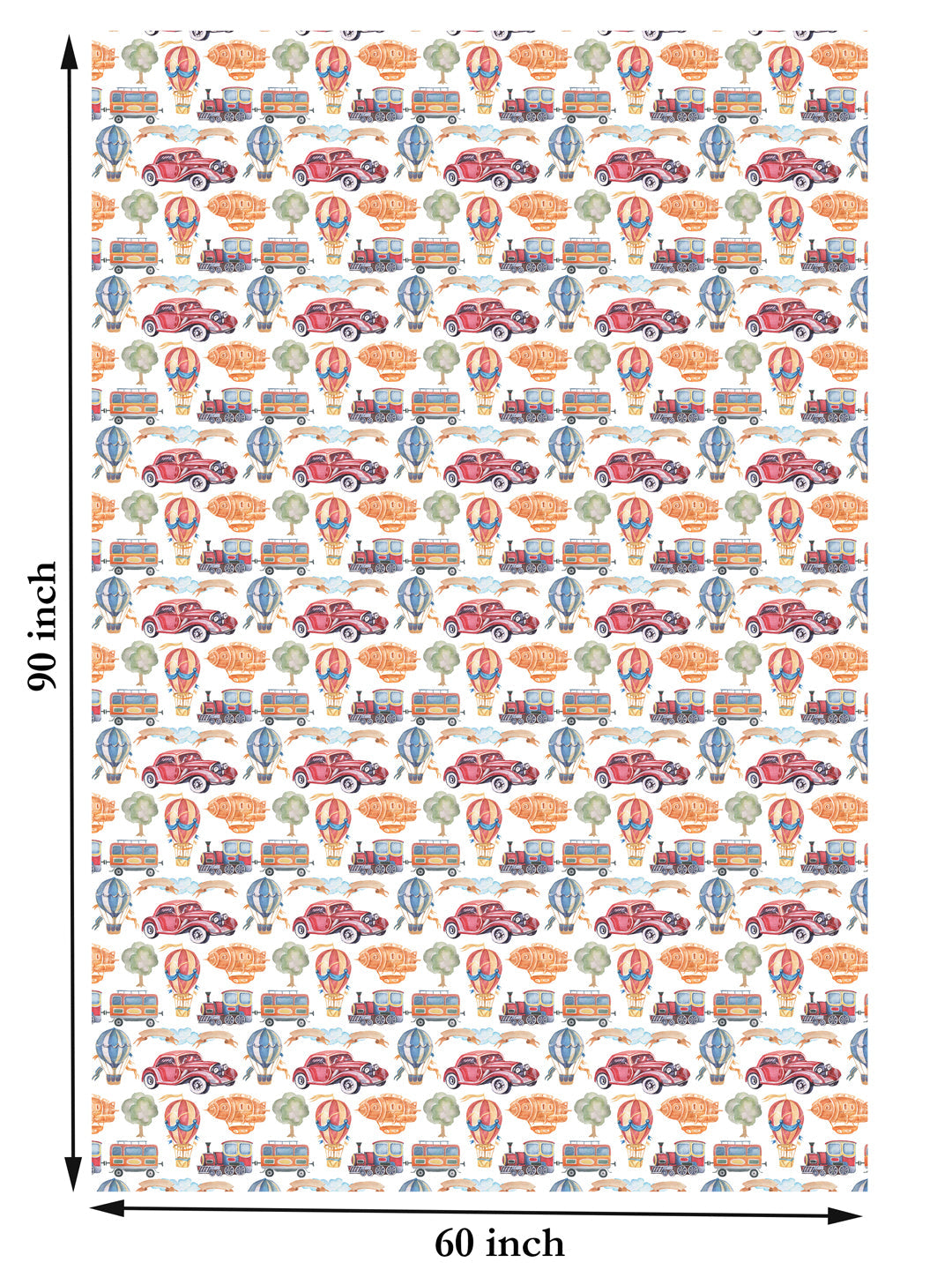 Cars and Train Print 6 Seater Table Cover