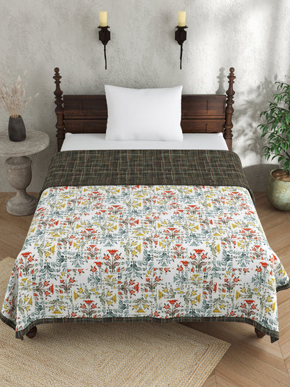 Black & Off White Ethnic Motifs AC Room 120 GSM Cotton Single Bed Dohar