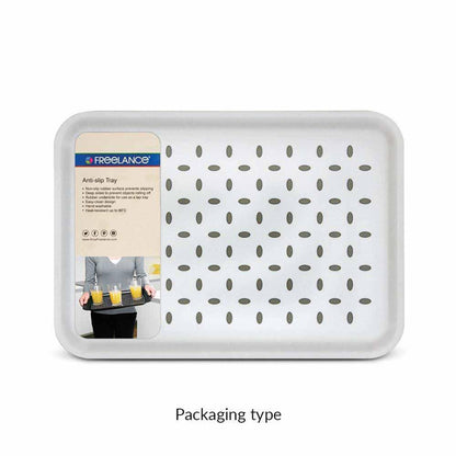 Freelance - Anti Slip Polypropylene Polka Dots Serving Tray 34*24 Cm White - Ghar Sajawat