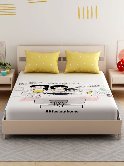 IFAH Doodle Print 100% cotton Bedsheet