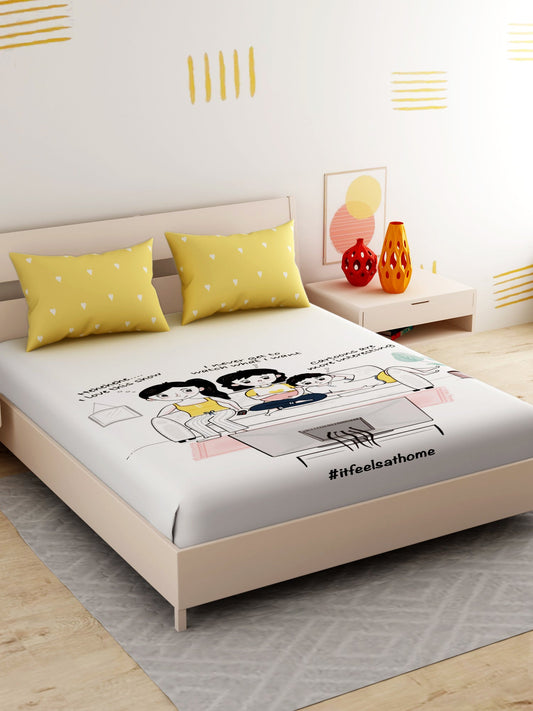 IFAH Doodle Print 100% cotton Bedsheet