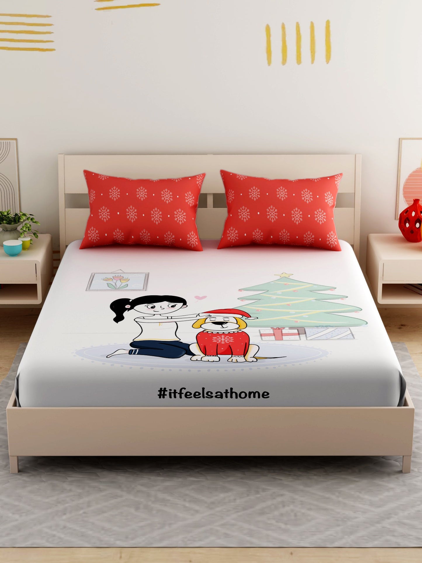 IFAH Doodle Print 100% cotton Bedsheet