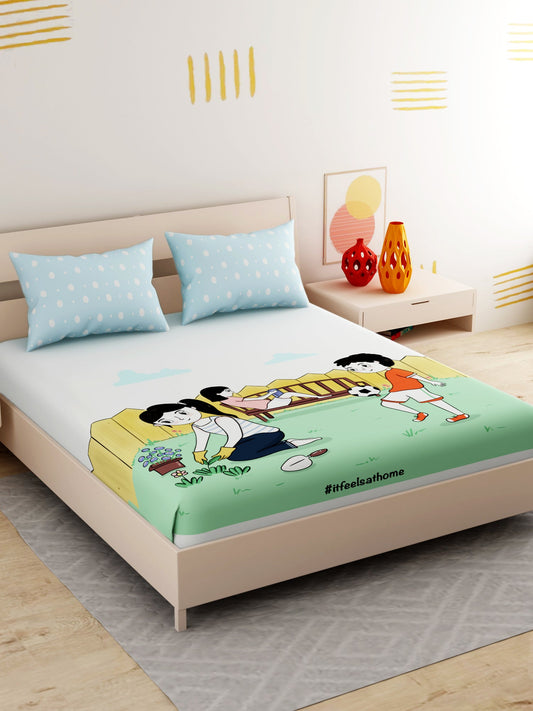 IFAH Doodle Print 100% cotton Bedsheet
