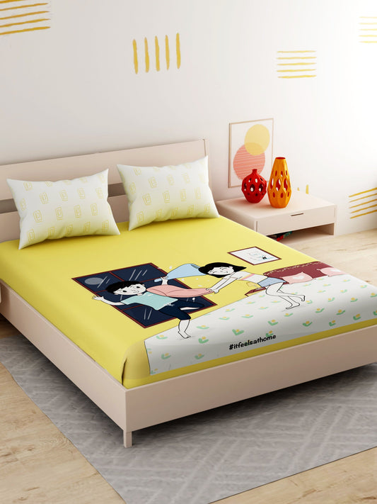 IFAH Doodle Print 100% cotton Bedsheet