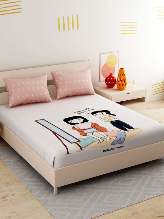 IFAH Doodle Print 100% cotton Bedsheet