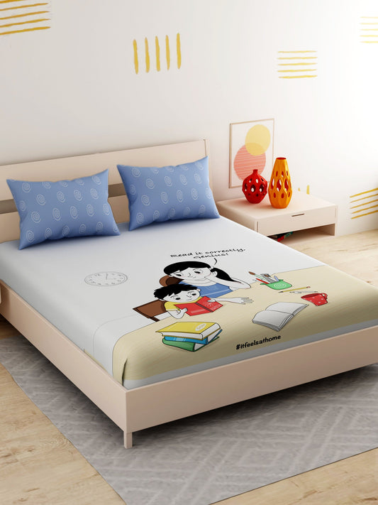 IFAH Doodle Print 100% cotton Bedsheet