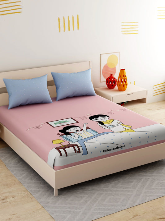 IFAH Doodle Print 100% cotton Bedsheet