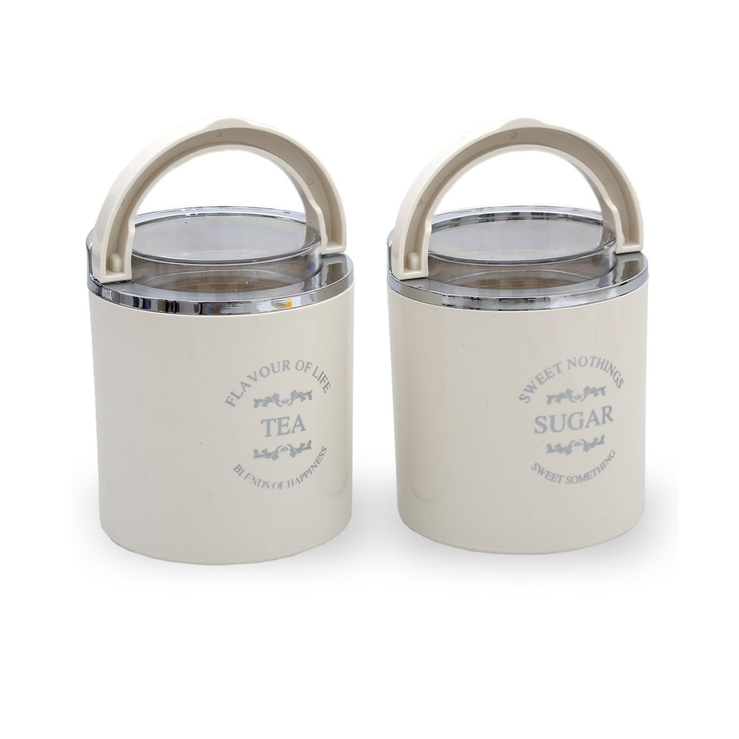 Jaypee Plus - Classique 2 BPA Free Plastic Storage Tea, Sugar Container Set Of 2Pcs (750ML) Ivory - Ghar Sajawat