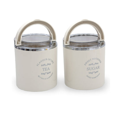 Jaypee Plus - Classique 2 BPA Free Plastic Storage Tea, Sugar Container Set Of 2Pcs (750ML) Ivory - Ghar Sajawat