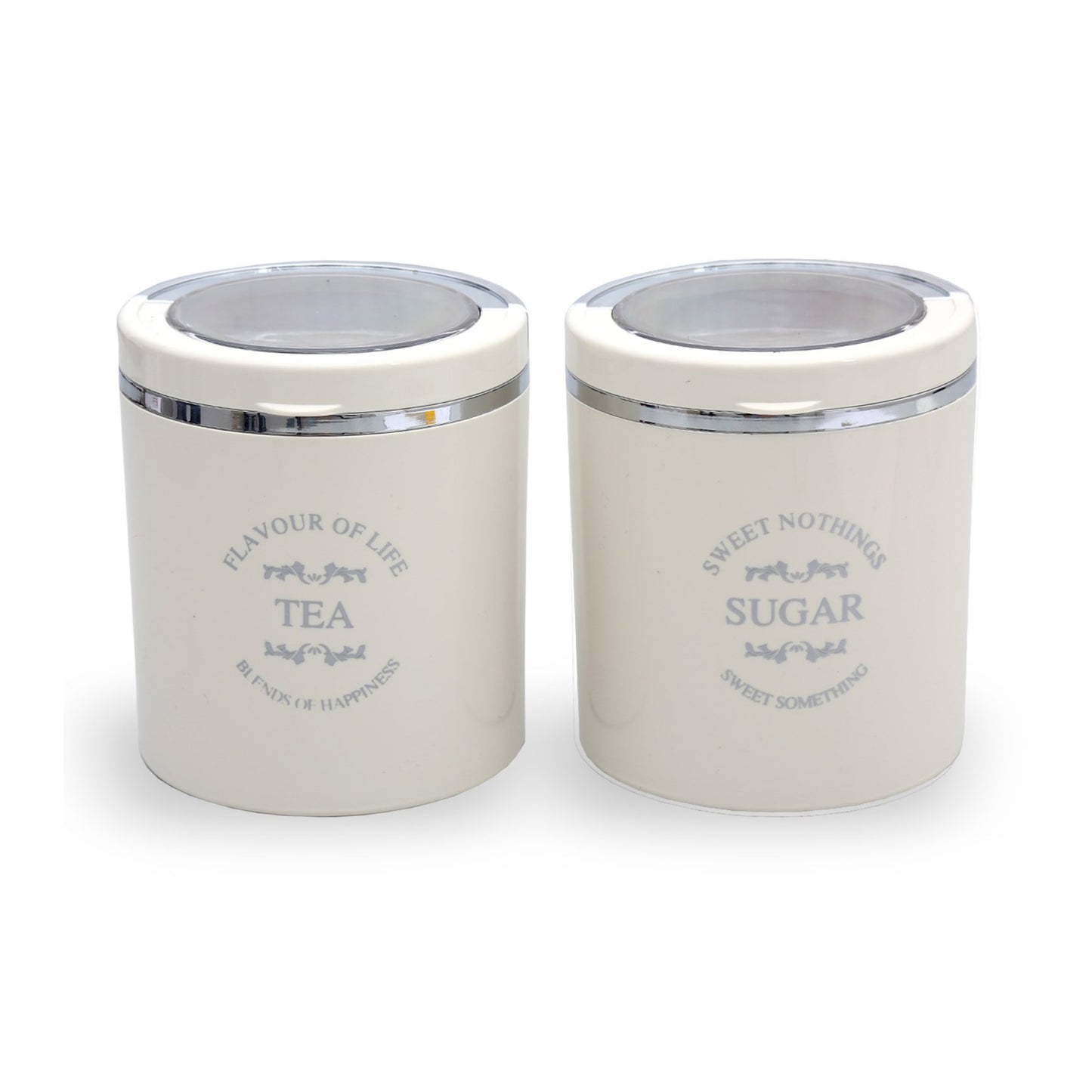 Jaypee Plus - Classique 2 BPA Free Plastic Storage Tea, Sugar Container Set Of 2Pcs (750ML) Ivory - Ghar Sajawat