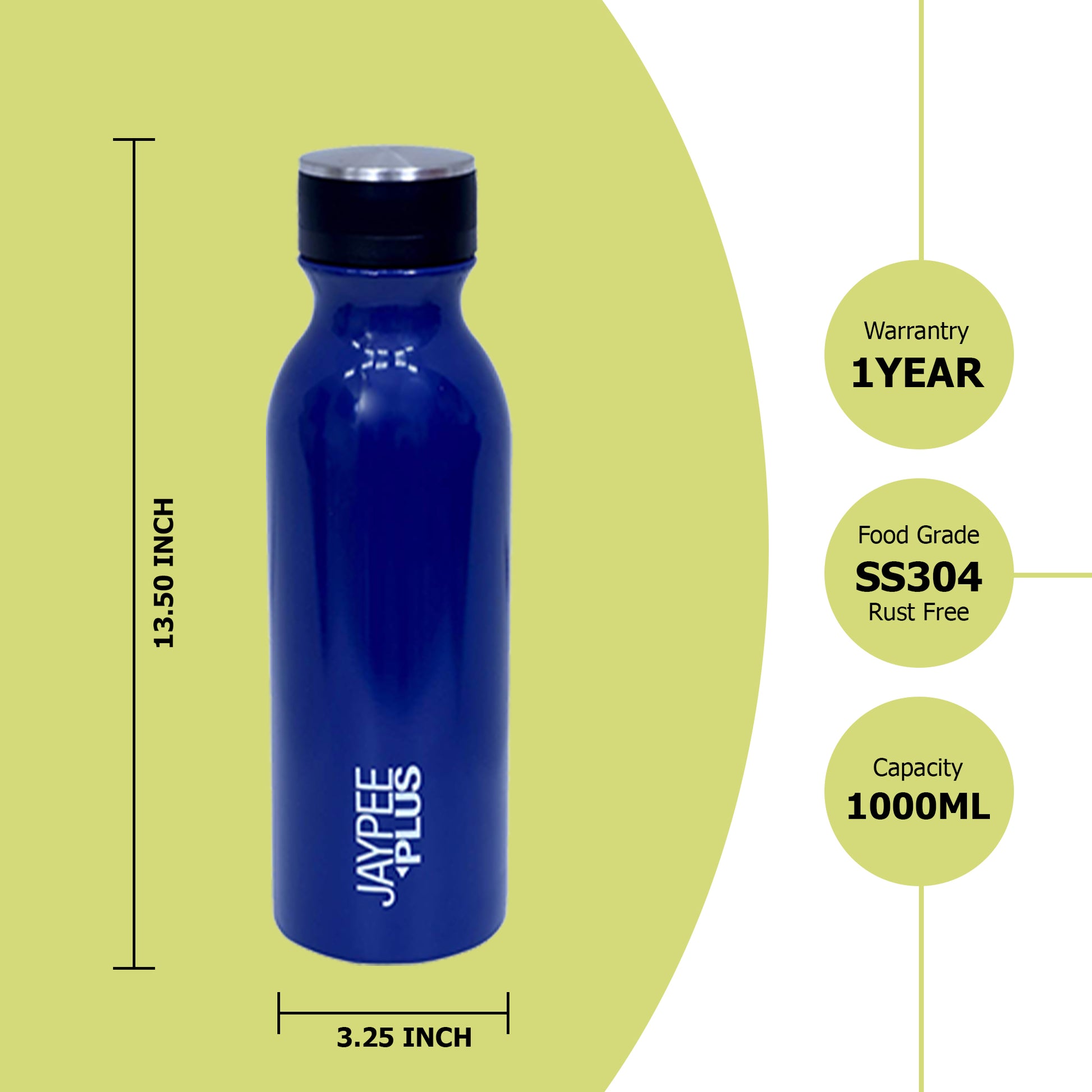 Jaypee Plus - Delta Thermosteel Bottle 1000ML Blue - Ghar Sajawat