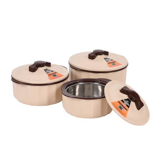 Jaypee Plus - Micro Smart Microwave Safe Casserole Set Of 3Pcs (1000ML+1500ML+2000ML) Ivory - Ghar Sajawat