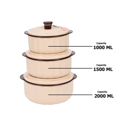 Jaypee Plus - Micro Smart Microwave Safe Casserole Set Of 3Pcs (1000ML+1500ML+2000ML) Ivory - Ghar Sajawat