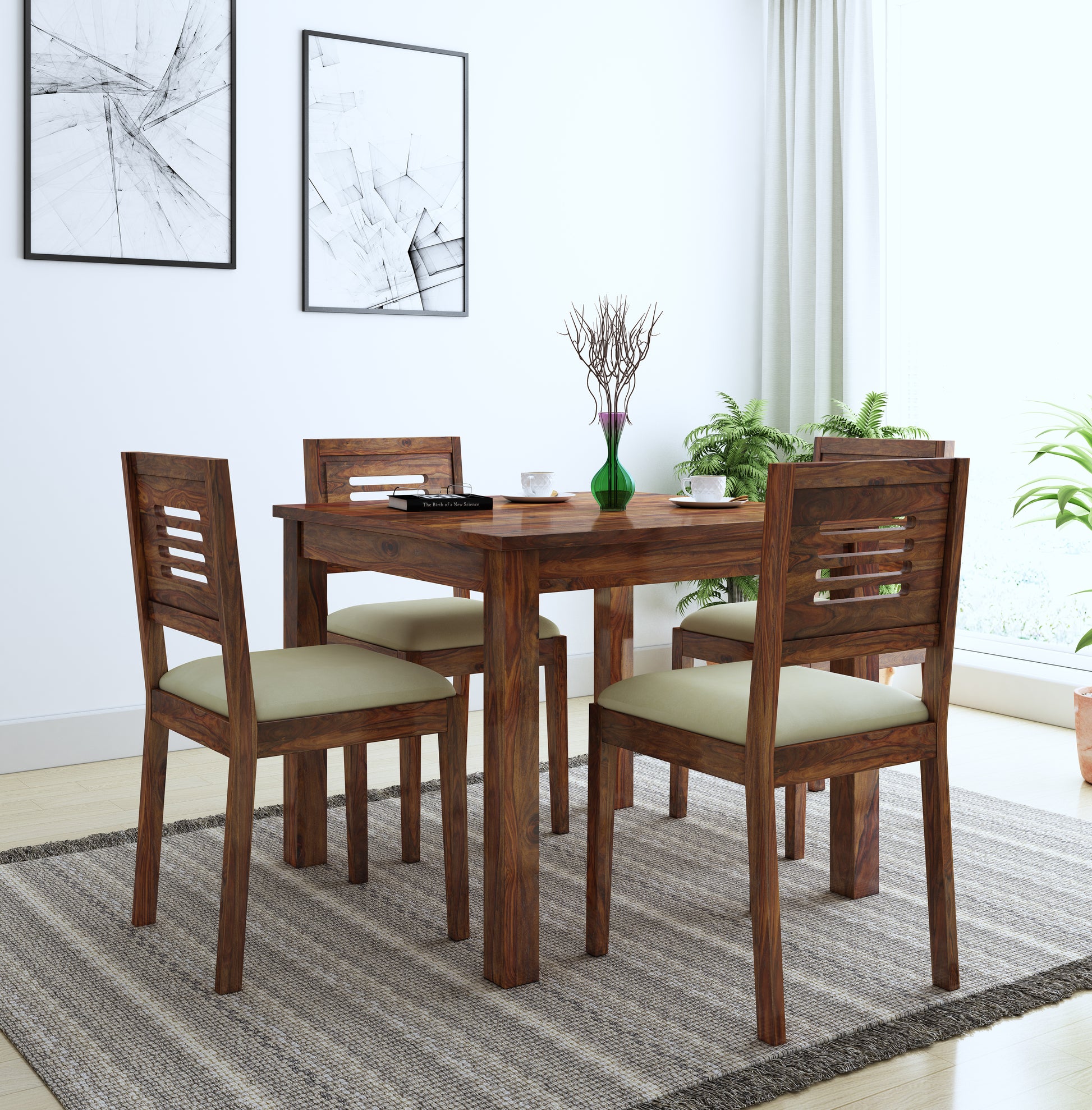 Jeff 4 Seater Dining with Cushion - Ghar Sajawat