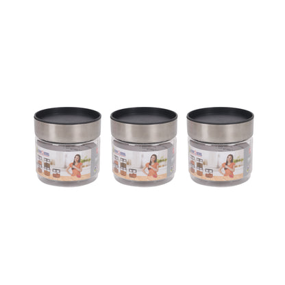 Jimit - Stack O Steel BPA Free Plastic Storage Jar With Stainless Steel Lid Set Of 3Pcs (500ML) Transparent - Ghar Sajawat