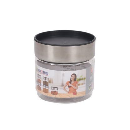 Jimit - Stack O Steel BPA Free Plastic Storage Jar With Stainless Steel Lid Set Of 3Pcs (500ML) Transparent - Ghar Sajawat