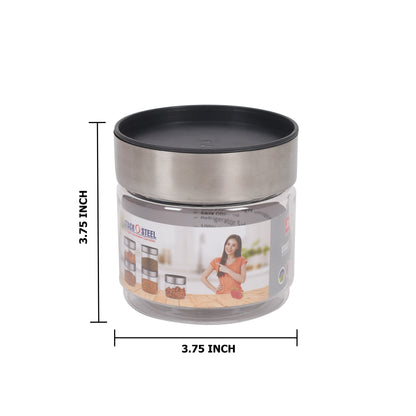 Jimit - Stack O Steel BPA Free Plastic Storage Jar With Stainless Steel Lid Set Of 3Pcs (500ML) Transparent - Ghar Sajawat
