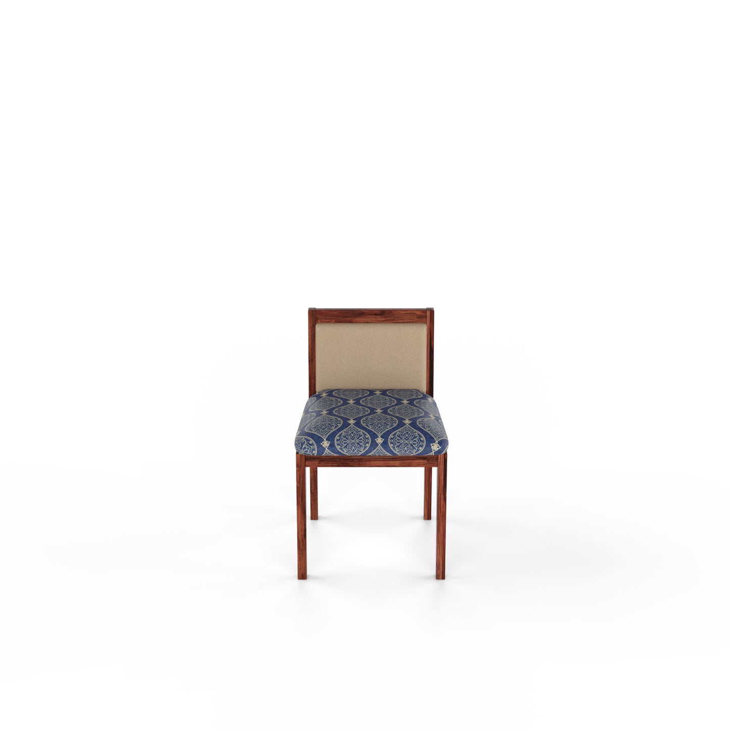 Larry 6 Seater Dining Walnut Blue Fabric - Ghar Sajawat