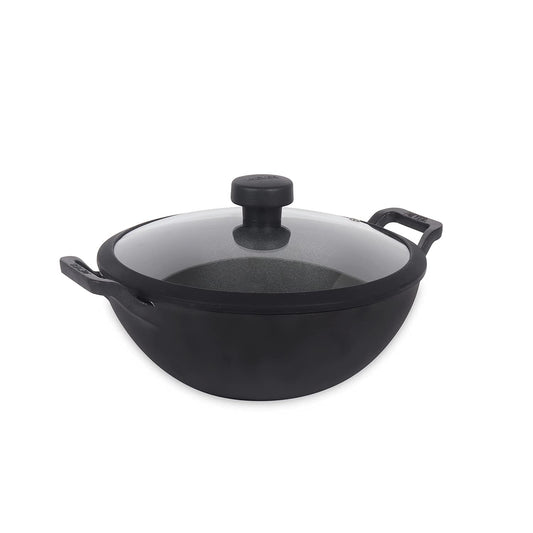Meyer - PreSeasoned Deep Kadai Cast Iron TOXIN-Free 24 Cm Black - Ghar Sajawat