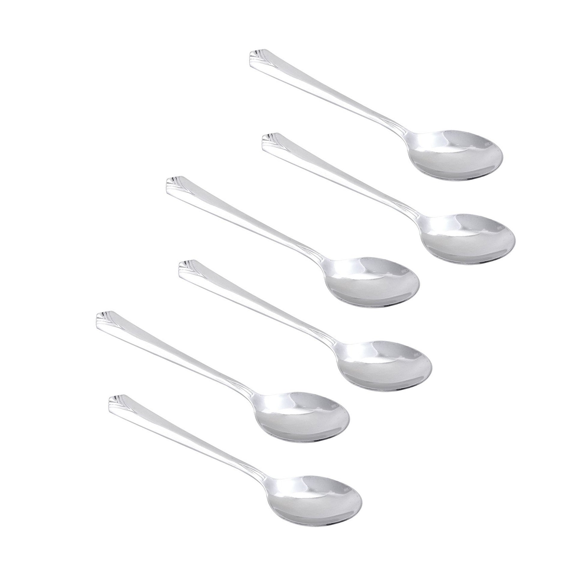 Montavo - Divine Dessert Spoon Set Of 6Pcs Silver - Ghar Sajawat