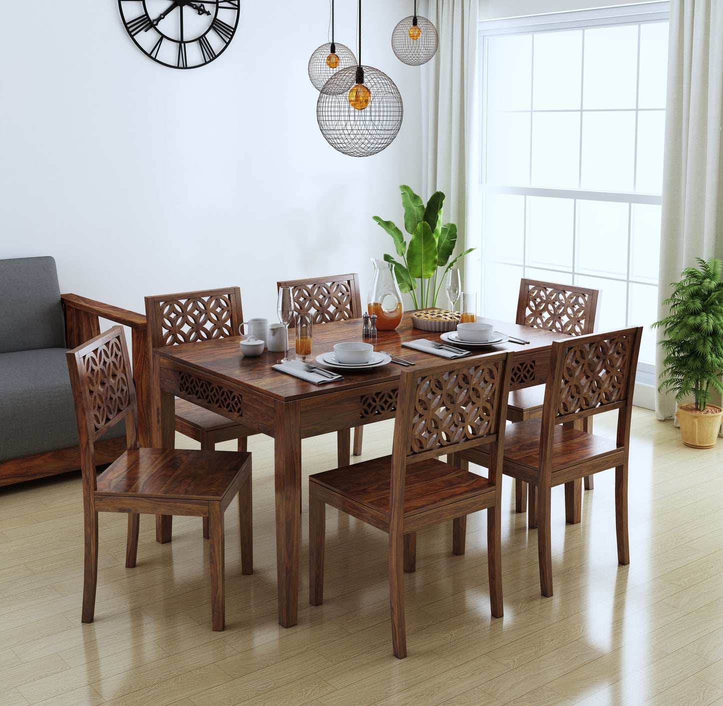 Roger Jaali 6 Seater Dining Set - Ghar Sajawat