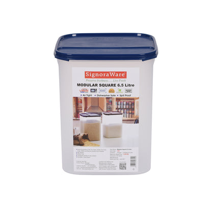 Signoraware - Modular Container Square BPA Free Plastic Storage 1Pcs (6.5 Ltr) Mod Blue - Ghar Sajawat
