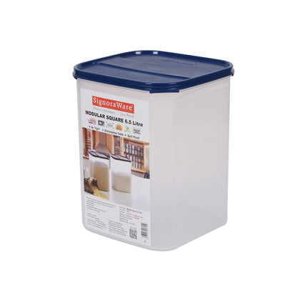 Signoraware - Modular Container Square BPA Free Plastic Storage 1Pcs (6.5 Ltr) Mod Blue - Ghar Sajawat
