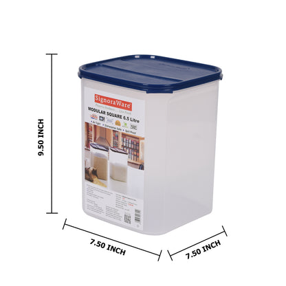 Signoraware - Modular Container Square BPA Free Plastic Storage 1Pcs (6.5 Ltr) Mod Blue - Ghar Sajawat