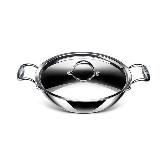 Stahl - Artisan Kadai Triply Stainless Steel 34 Cm - 8 Ltr Silver - Ghar Sajawat