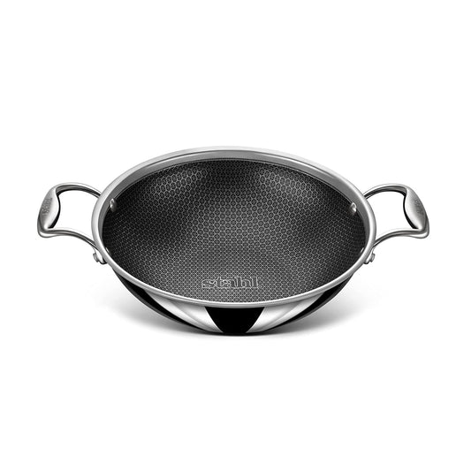 Stahl - Hybrid Kadai Non-Stick Triply Stainless Steel 24 Cm - 2.4 Ltr Silver - Ghar Sajawat