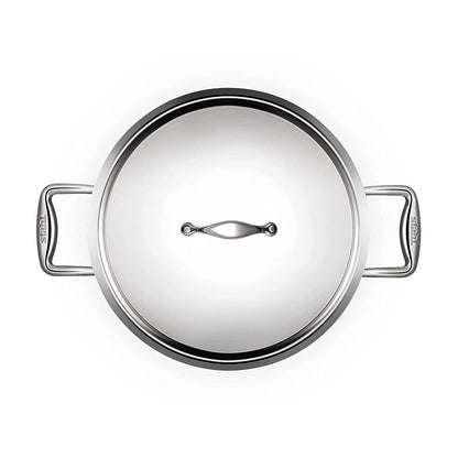 Stahl - Neverstick Kadai Non-Stick Triply Stainless Steel 24 Cm - 2.4 Ltr Silver - Ghar Sajawat
