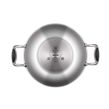 Stahl - Neverstick Kadai Non-Stick Triply Stainless Steel 24 Cm - 2.4 Ltr Silver - Ghar Sajawat