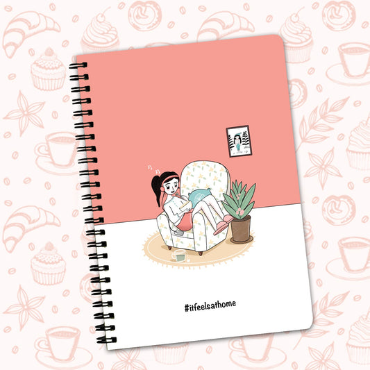 It Feels at Home Doodle Printed Diary Ruled - Spiral | A5 Size | Size: 8.5 X 6 inches | 100 Pages
