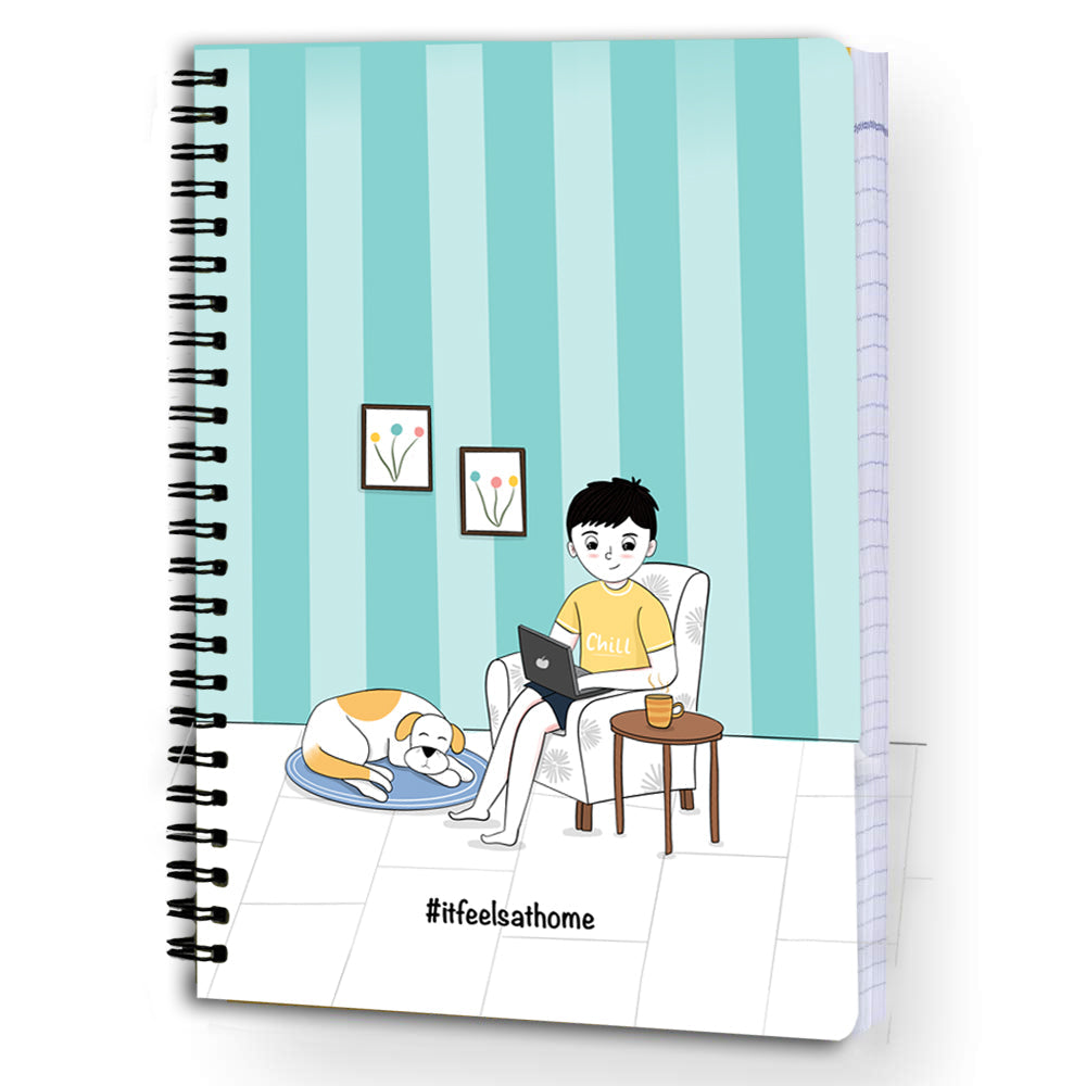 It Feels at Home Doodle Printed Diary Ruled - Spiral | A5 Size | Size: 8.5 X 6 inches | 100 Pages