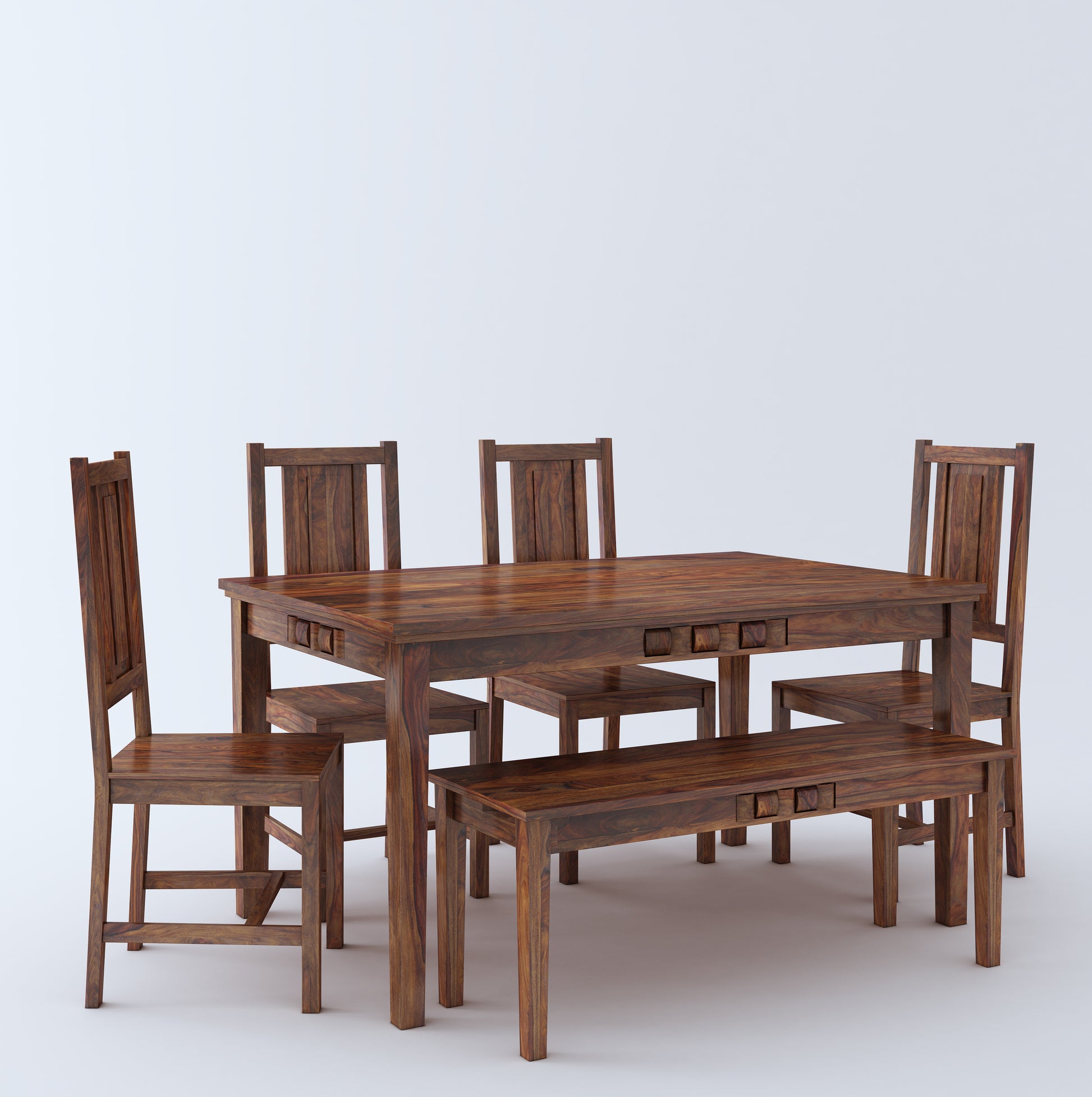 Weave 6 Seater Dining With Bench - Ghar Sajawat