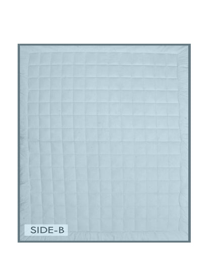 Starlight Blue & Provincial Blue Cambric Cotton Reversible Dohar